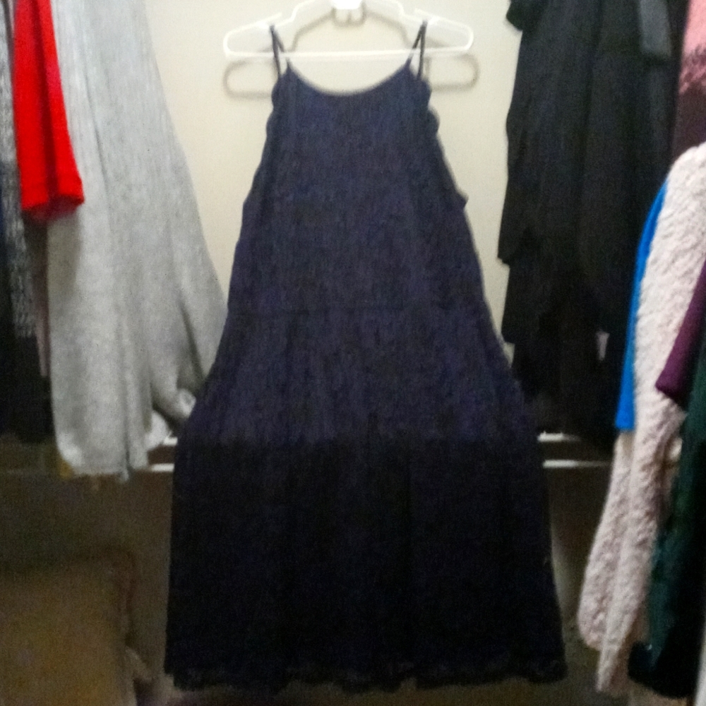 Chandler lace scalloped dress navy